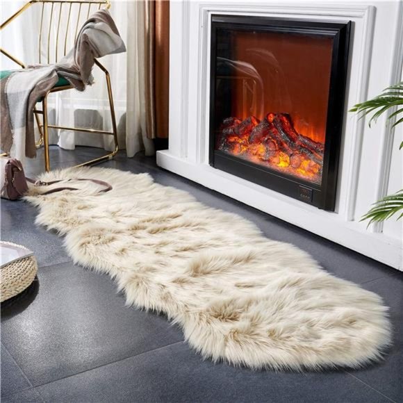 Ultra Soft Fluffy/Fuzzy Shaggy Area Rug Faux Fur Chair Cover SeatPad for Bedroom - Picture 3 of 6